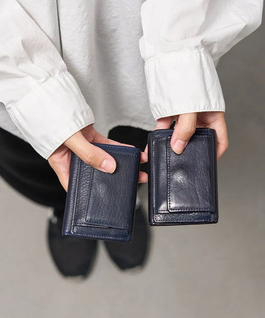 #55b/ ミニウォレット(indigo blue)/ 牛革・ベビーバッファロー - REN