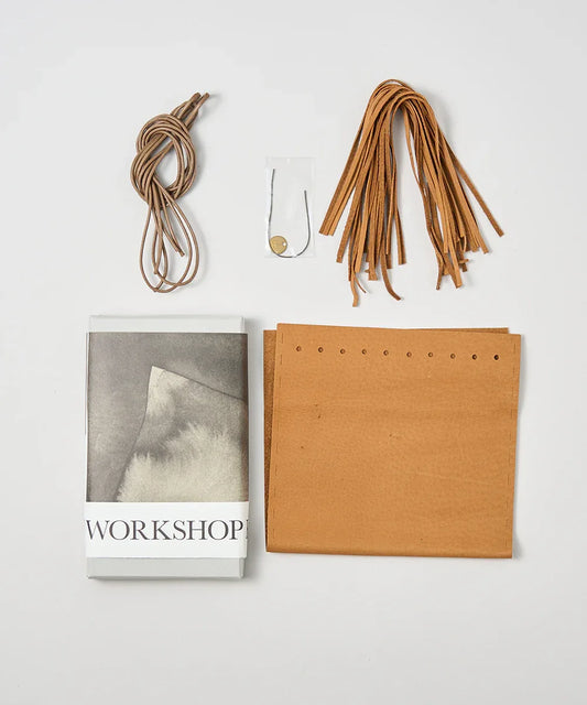 #30/ 結んで作る フリンジサコッシュ (camel)/ WORKSHOPKIT