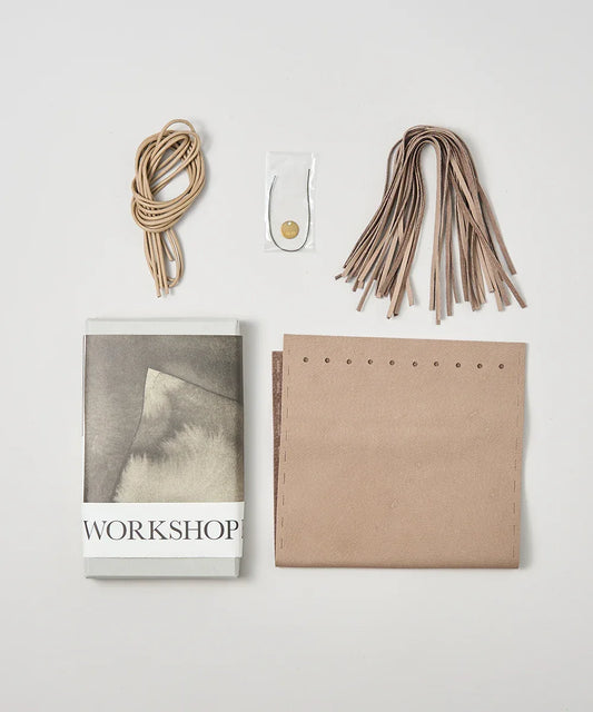 #30/ 結んで作る フリンジサコッシュ (pink beige)/ WORKSHOPKIT - REN